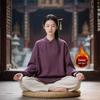 Women's Autumn/Winter Fleece-Lined Buddhist Meditation Top & Jacket Set