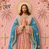 3D Pearl Texture Art Mary Painting Kit, Divine Mercy Jesus Holy Religious Beginner Kit Faux DIY Craft Set for Adults Beginners Christian Wall Decor
