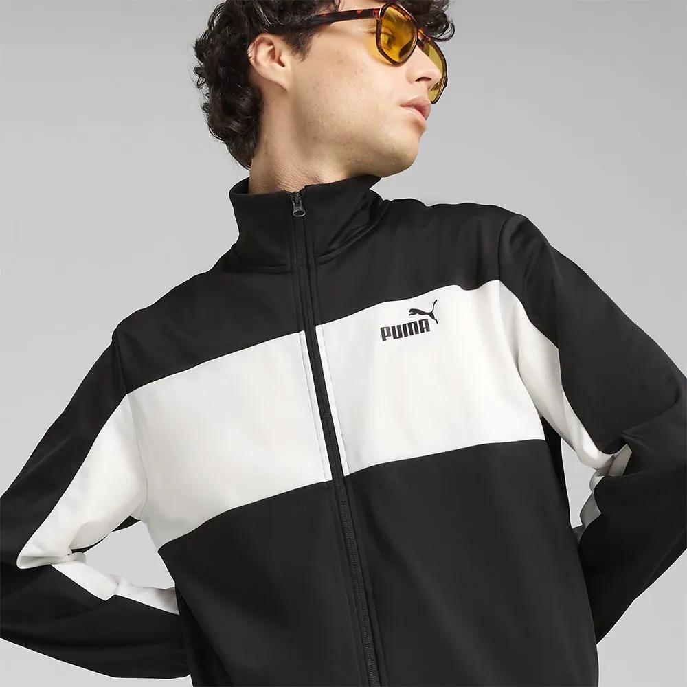 PUMA Poly Colorblock Tracksuit Full Zip High Collar Black
