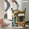 Collapsible Laundry Basket Large Round Waterproof Fabric Hamper Dirty Clothes Storage Bin Toy Organizer with Handles