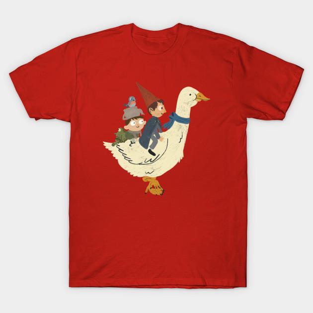 

Men Black Print T-shirt Gooseback Ride - Over The Garden Wall No-Cut Transfer Paper Print Cotton Tshirt S червоний