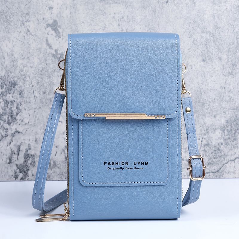 8 Farben Touchscreen-Telefontasche Damen Kleine Messenger Süße Telefontasche Mode Schlüssel Geldbörse Brieftasche Kartenhalter blau