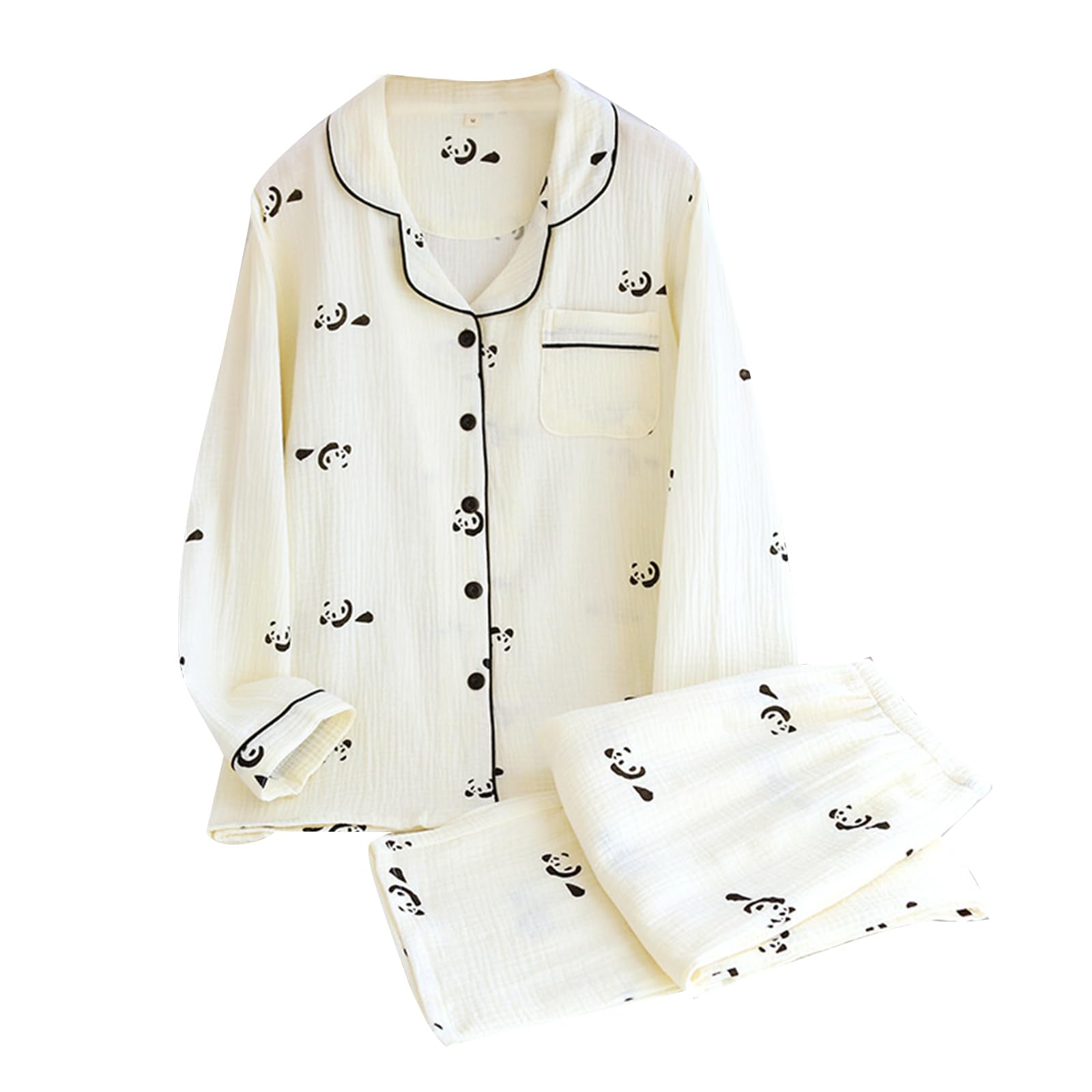 

Kyonuza Cotton Loungewear for Spring and Solid Simple Long Day Size Women s 100% Pajamas, Open-Front Autumn, Color, Skin-Friendly, Cute, Style,