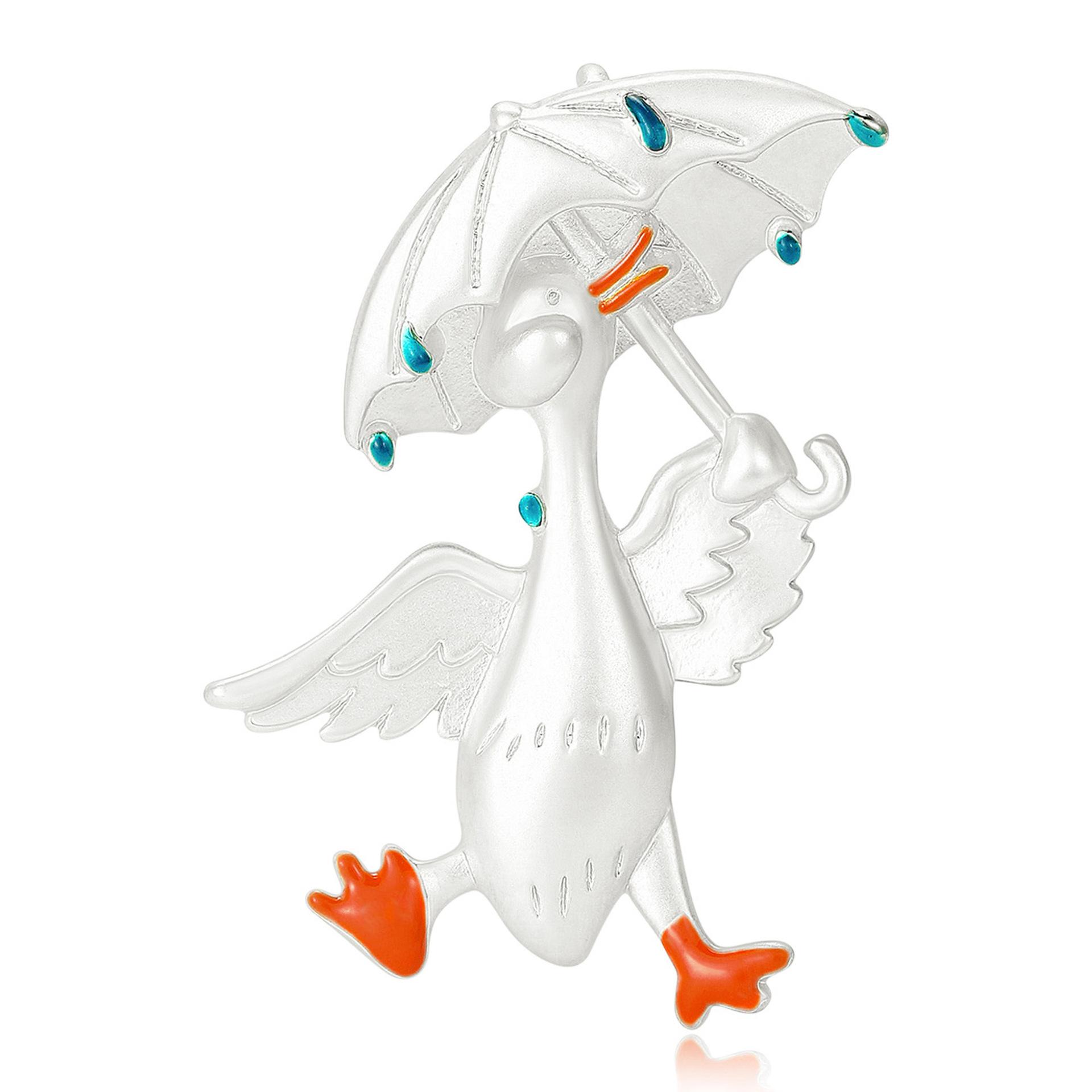 

Taking Umbrella Duck Brooch for Women Unisex Animal Party Casual Badge Pin Gifts