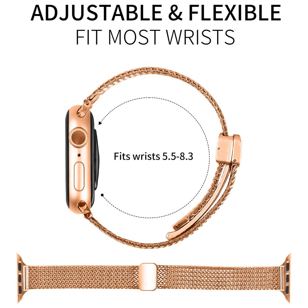 Milanese Watch Band for Apple Watch Ultra 3 2 1 49mm/Series 11 10 46mm/9 8 7 45mm/SE3 SE2 SE 6 5 4 44mm/3 2 1 42mm Herringbone Stainless Steel Strap