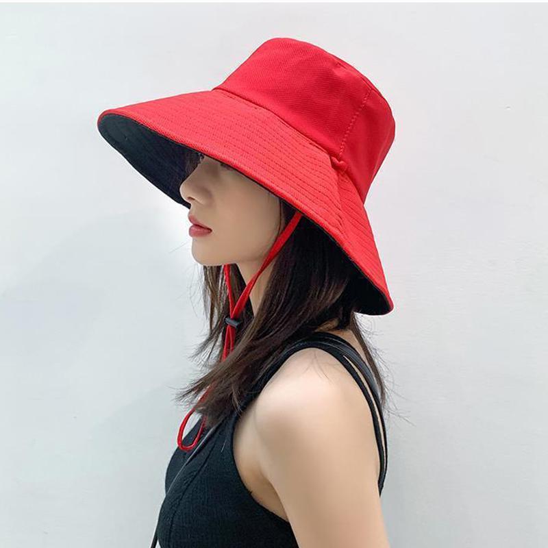 Ladies Holiday Reversible Wide Brim Bucket Sun Hat Foldable Summer Fisherman Cap