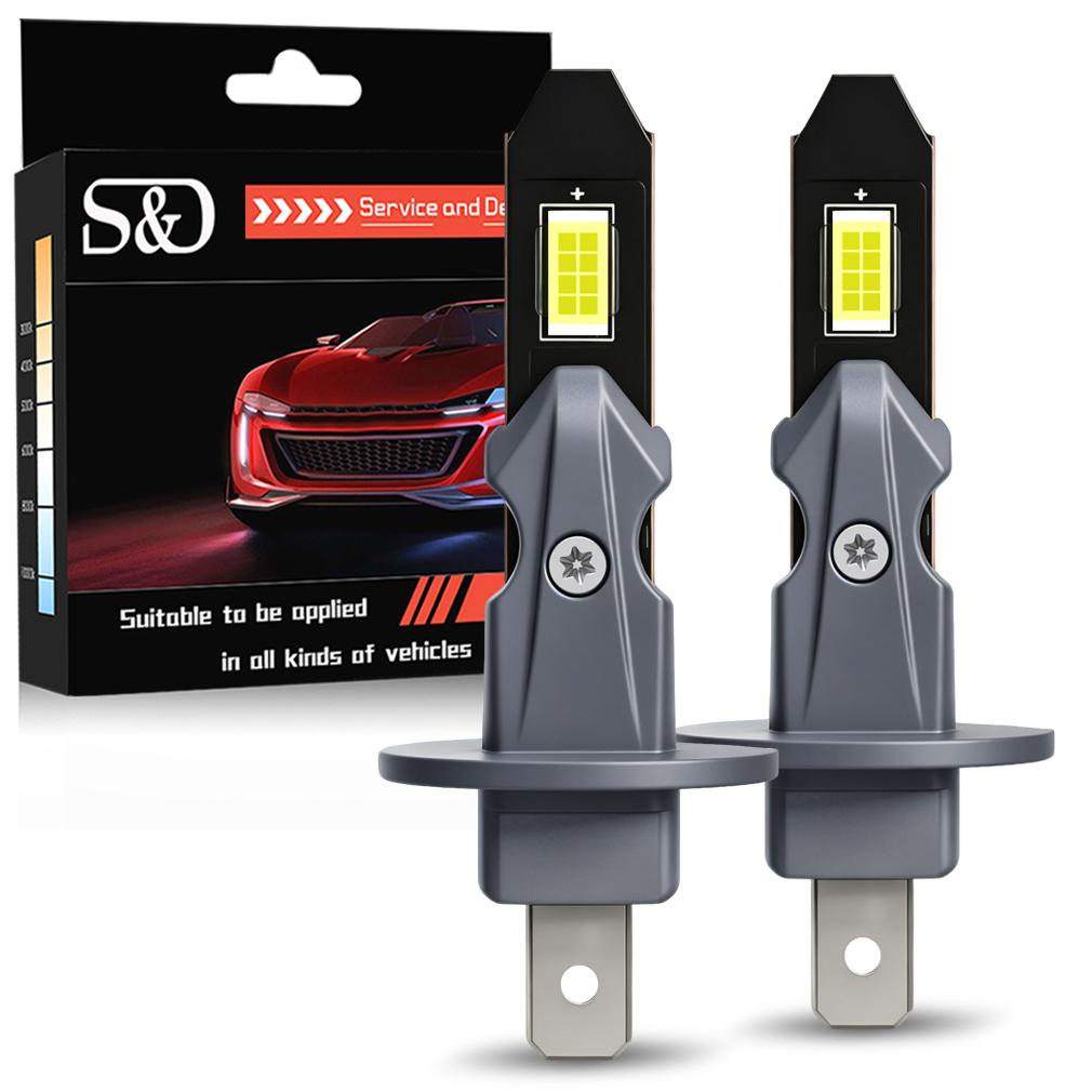 2Pcs 20000LM H1 LED Headlight Bulbs Mini H3 Led Fog Light for Car Headlamp Fanless DRL Lamp Auto Daytime Running Lights 12V 24V 6500K White