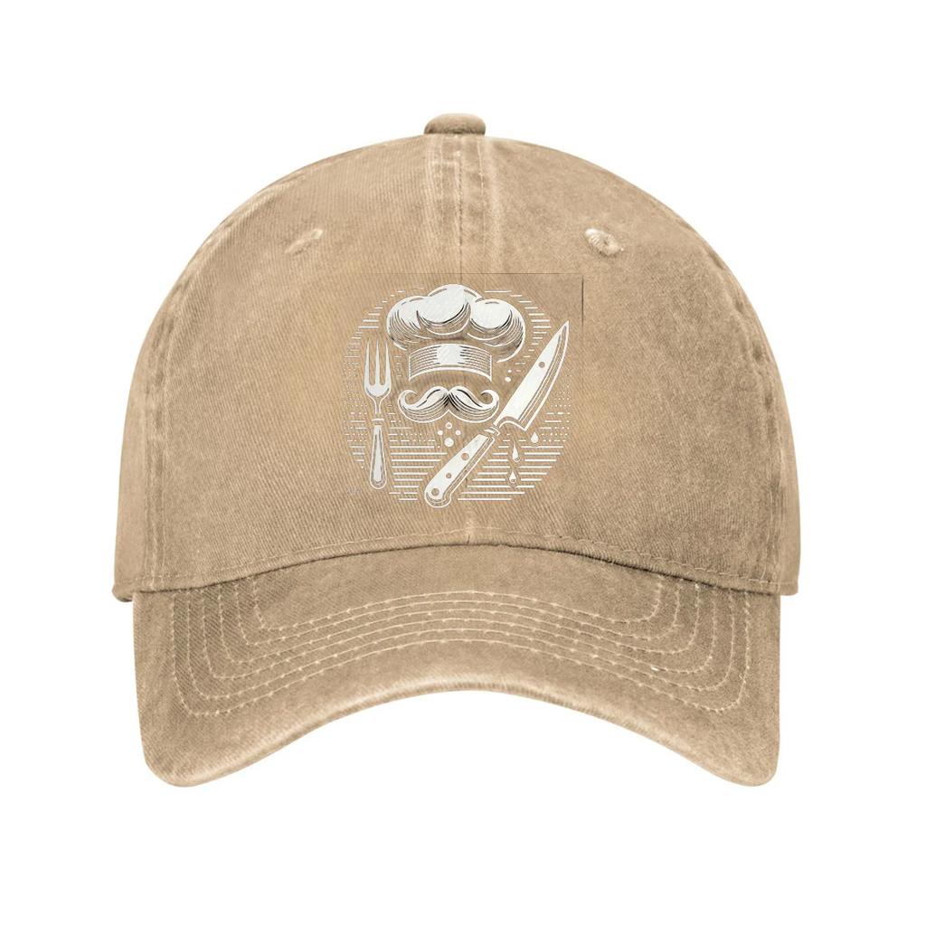 Cotton Chef-Themed Baseball Cap with Adjustable Curved Brim - Lightweight, Sun-Protective Dad Hat for Outdoor Activities, Black