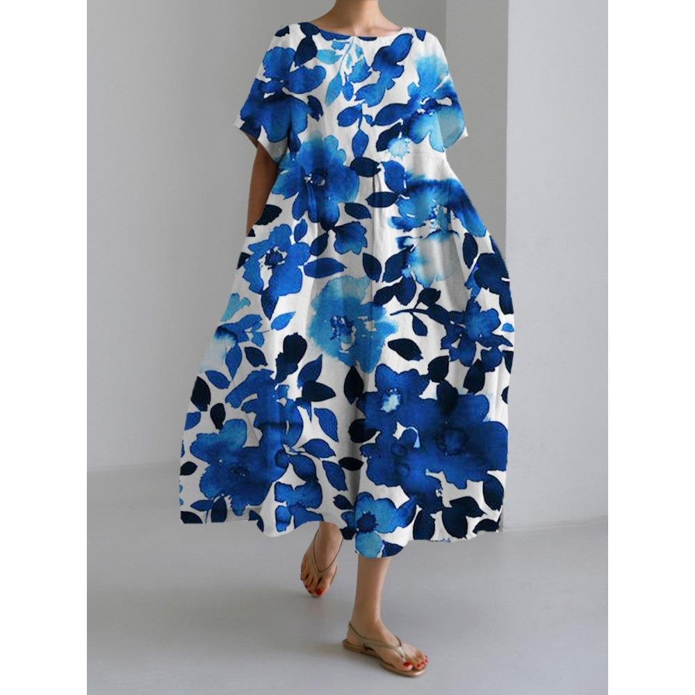 GMXIA 3D Exquisite Hemp Craft Short-sleeved Women's Dress