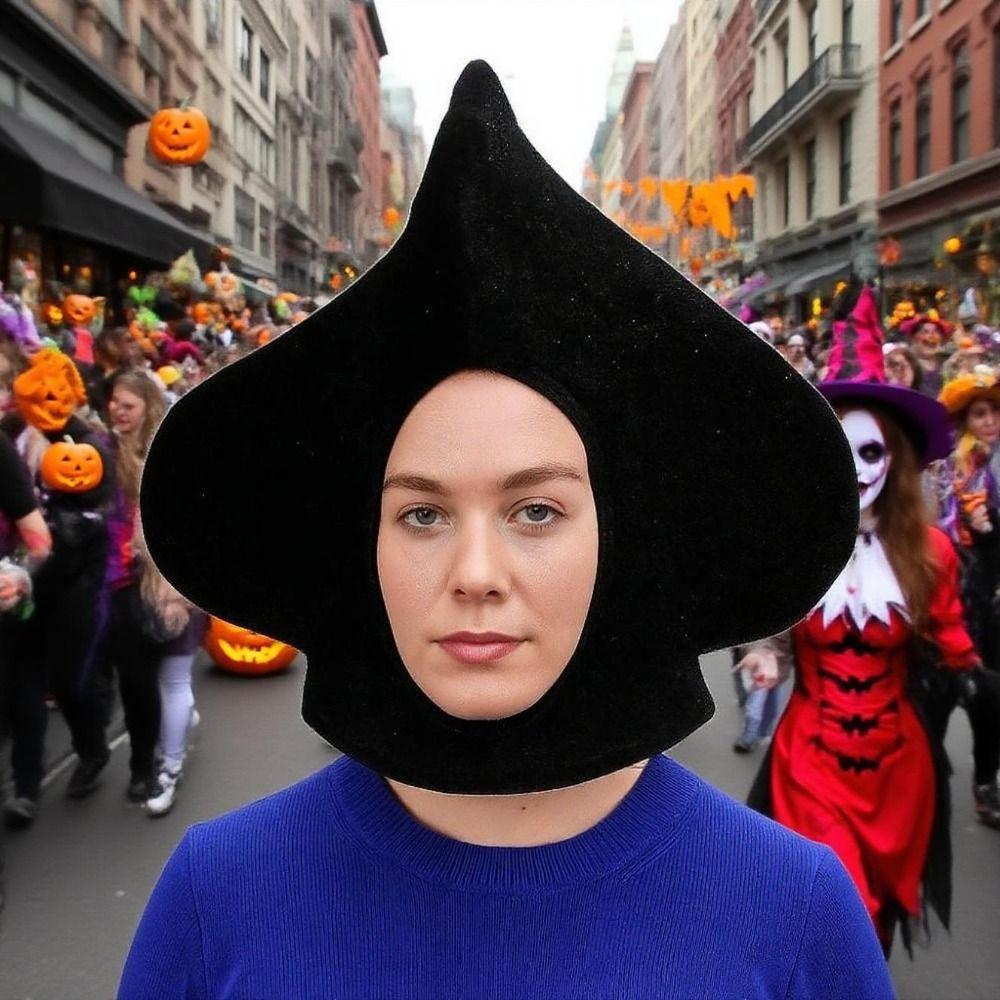 Měkký Halloweenský Klobouk Pohodlná Dekorativní Černá Pokrývka Hlavy Teplý Klobouk Eso Pikové Děti