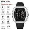 SANDA Men's Multifunctional Dual Time Waterproof Sport Watch - Fashion Tonneau Shape with Snooze Feature
