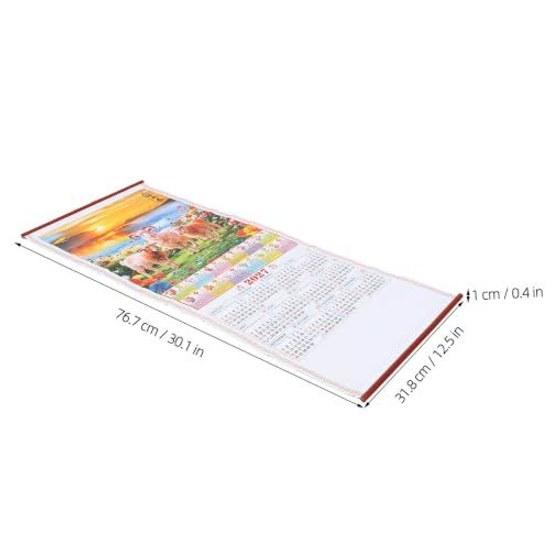 Traditioneller chinesischer Hängekalender zum Feiern des Jahres des Ziegenbocks, hergestellt aus Rattan-Papier, verschleißfest, farbecht, geeignet für Büro und Wohnbereich.