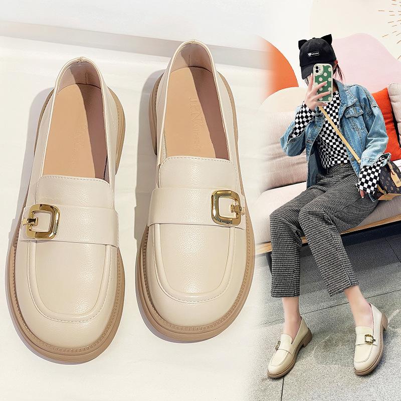 Mary Jane Loafers Women's  Spring British Style Casual Shallow Mouth Student Single Shoes Small Fragrant Wind Side Buckle Small Leather Shoes