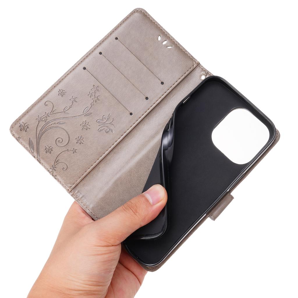 For iPhone 16 Pro Case Shockproof Butterfly Floral Leather Flip Phone Cover