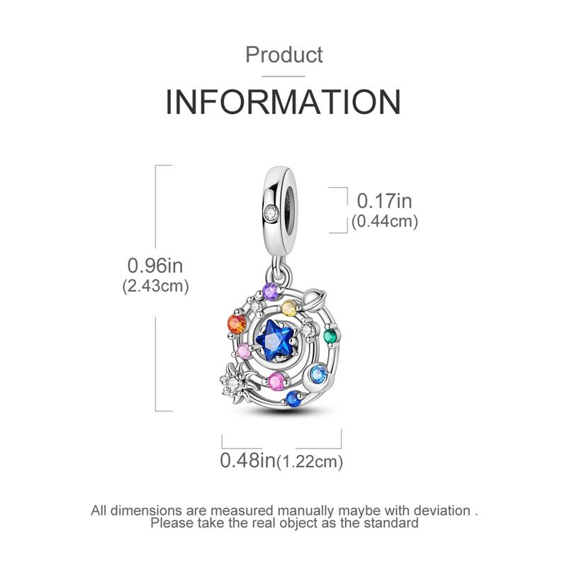 Genuine Charm Copper Colorful Cosmic Vortex Stars Pendant Fits Charm Plata Bracelet For Women Jewellery Crafting Gift