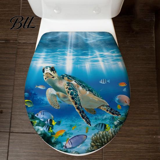 Decorative Stickers for Bathroom Sea World Toilet Lid Stickers, Waterproof Wall Sticker, Easy Long Lasting Peel & Stick Decal Restroom Decor Moisture