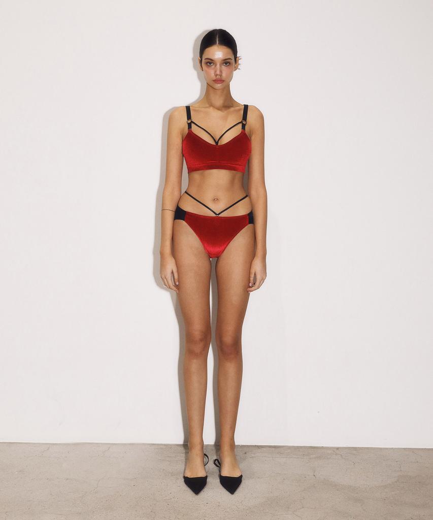 VINAJ Strap Velvet Basic Panties (Red)