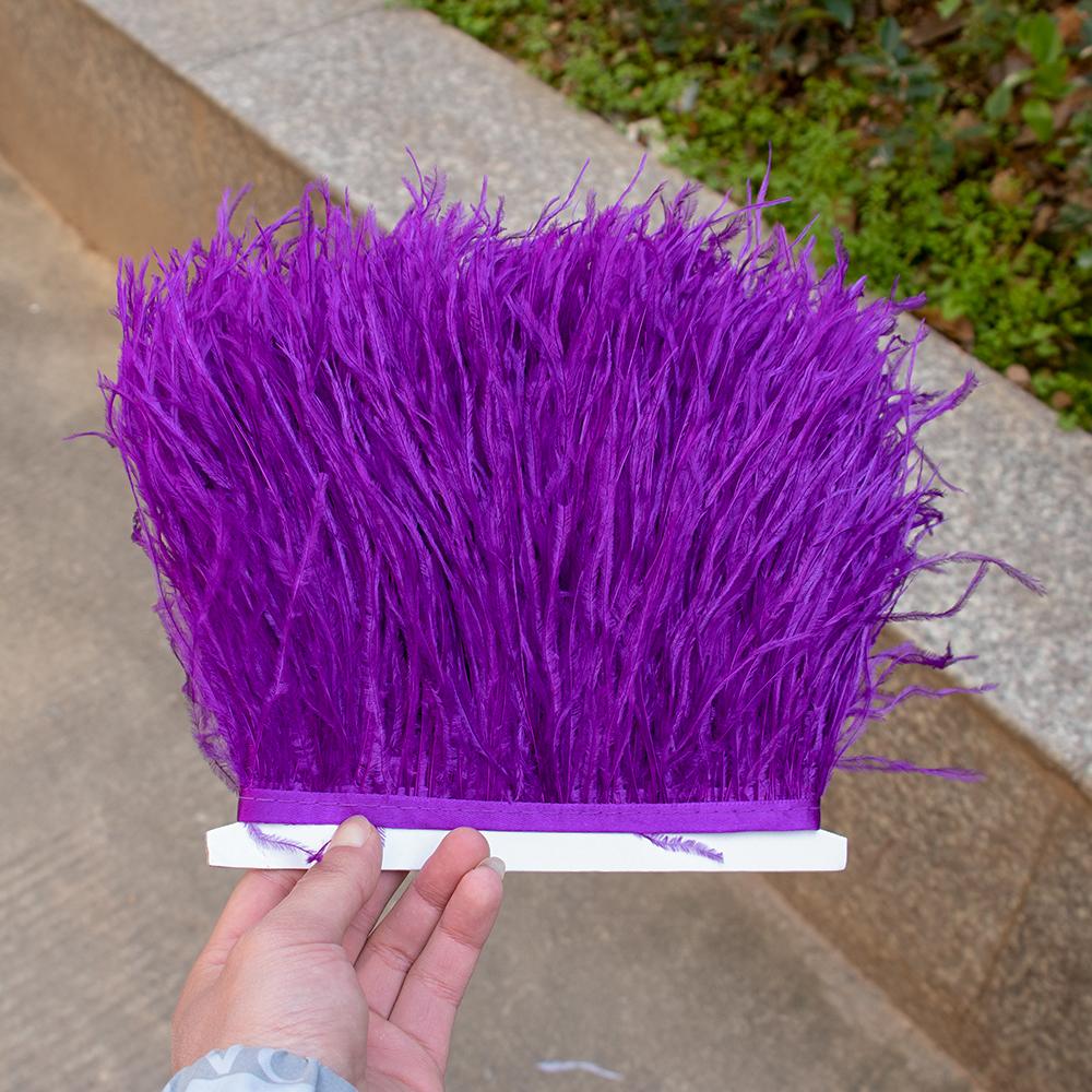 8-10Cm Ostrich Feather Trims For Skirt Natural Ostrich Feathers On Tape Ribbon Decoration For Dresses Carnival Accessories