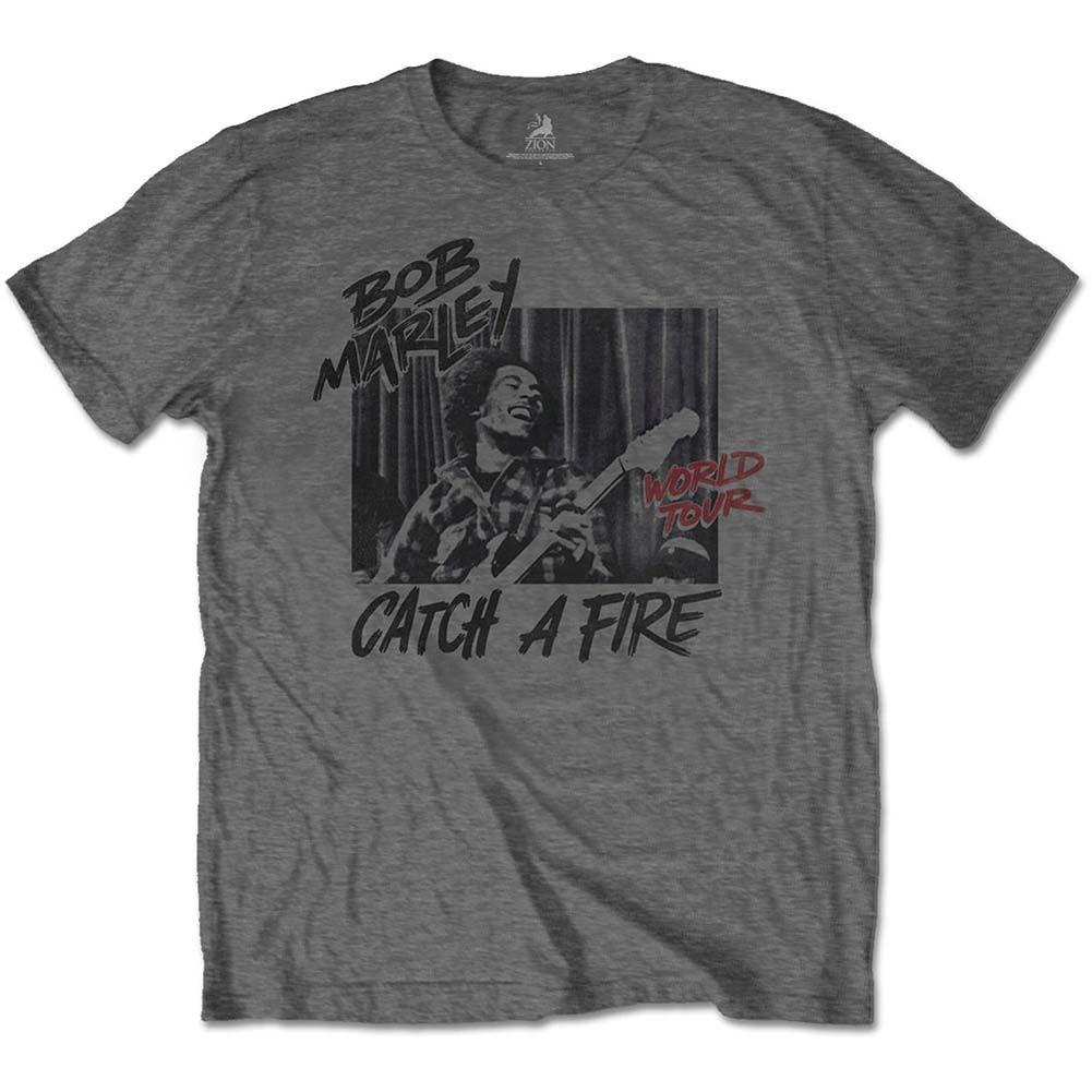 Men s Bob Marley Catch A Fire World Tour Slim Fit T-shirt X-Large Charcoal L
