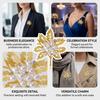 Matte Gold Maple Leaf Brooch With Rhinestone And Pearl Decoration Zinc Alloy Durable Design For Women