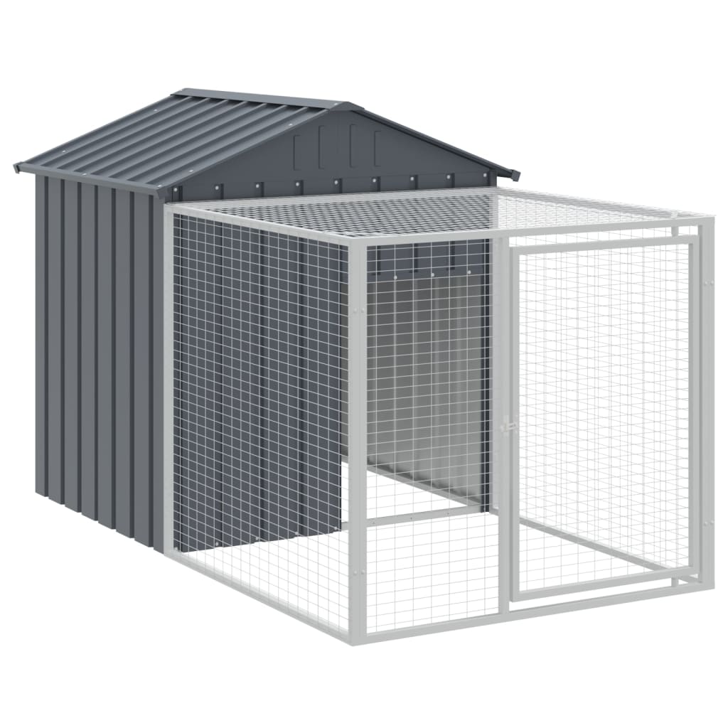 Chicken Coop with Run Anthracite 117 x 405 x 123 cm Galvanized Steel