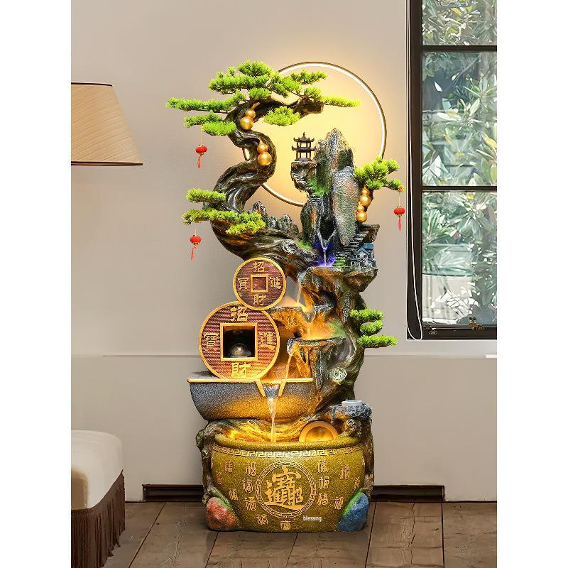 Chinese Feng Shui Rockery Water Fountain – Living Room Entrance Décor & Wealth Attraction Gift.