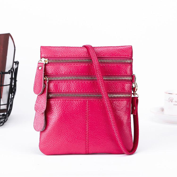 Women's Versatile Genuine Leather Crossbody Coin Purse & Shoulder Bag with Four-Layer Zipper Pockets for 5.5-inch Phones