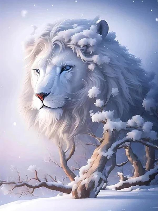 

5D DIY Алмазна живопис Білий тигр у сні Повна вишивка Повний алмазний набір для вишивання хрестиком Домашній декор Мистецтво Хобі Подарунок Full Round 20x30CM