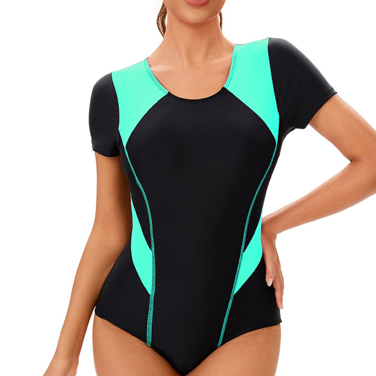 

Женский консервативный цельный купальник без рукавов с открытой спиной, сочетающийся по цвету, с подкладкой для груди XXXL циан