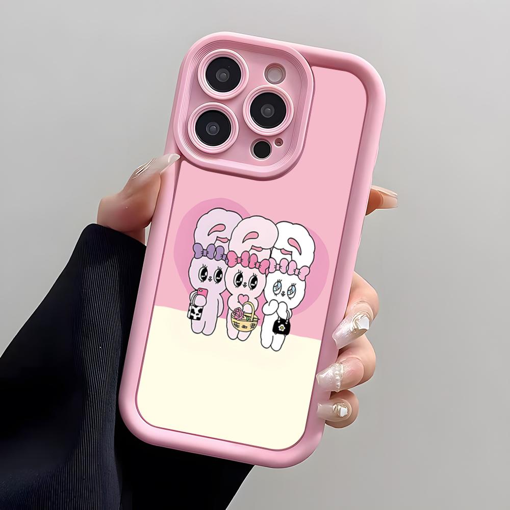 Esther Bunny Pink Phone Case For IPhone Air 17 Pro Max 16 E 15 14 Pro Max 13 12 11 Mini Plus Soft Silicone Pink Cover