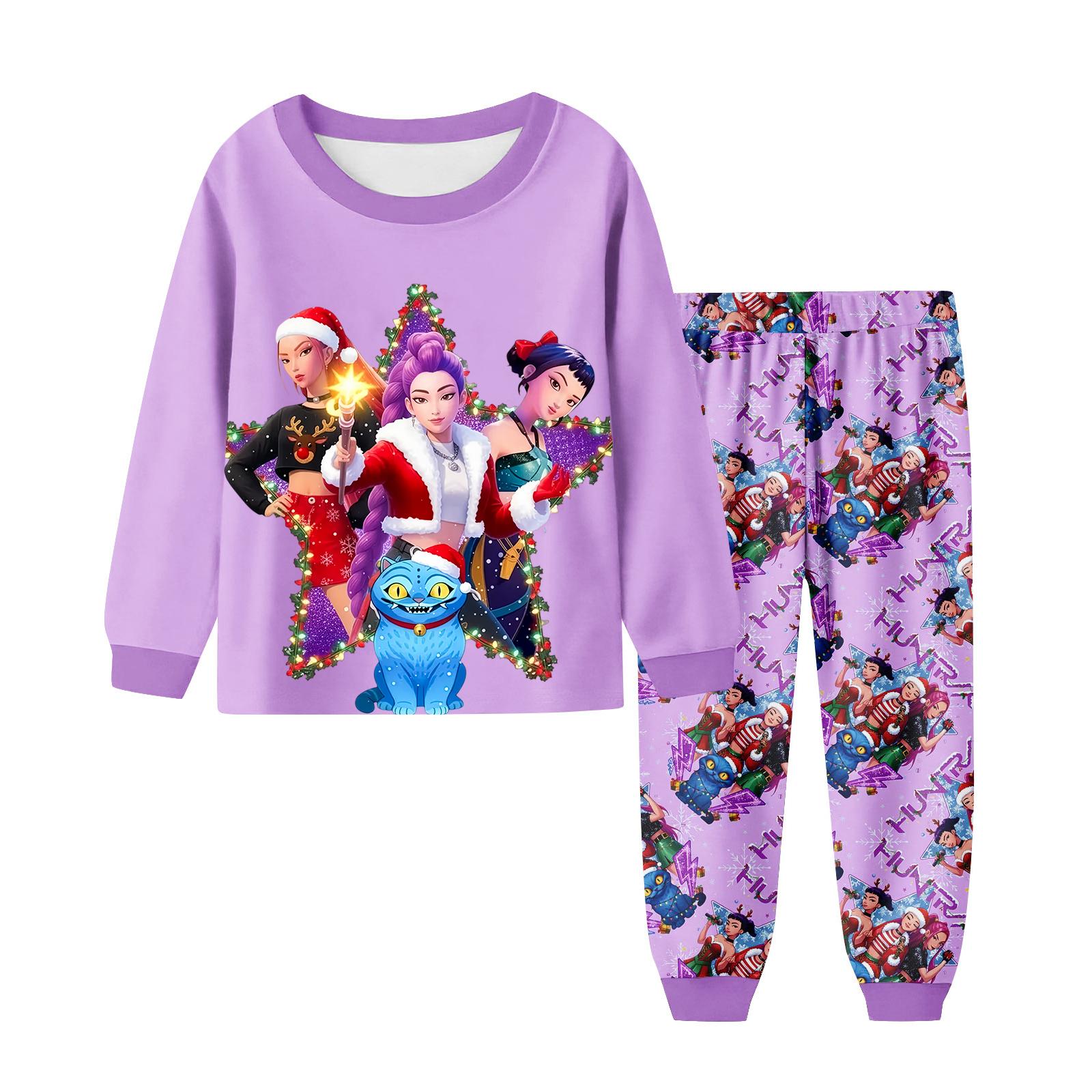 

Children s Fashion Suit Skirt Round Neck Long Sleeve Top Pants 130 фиолетовый