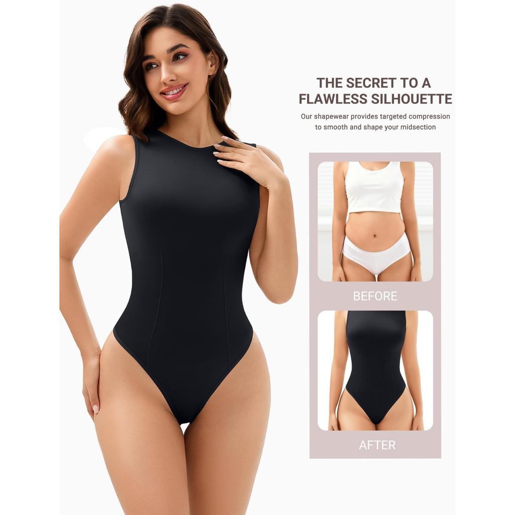 Seamless Thong Bodysuits for Women Tummy Control Shapewear One Piece Leotard Shirt Going Out Romper Tops Waist Trainer Slimming Body Shaper