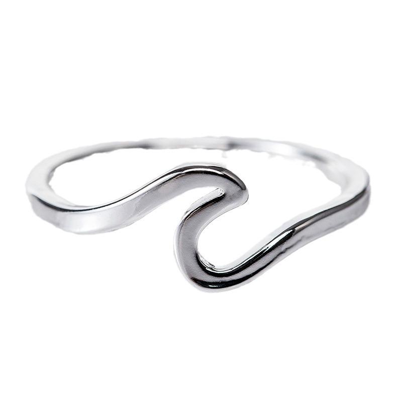 Trendy Copper-Plated Silver Wave Ring