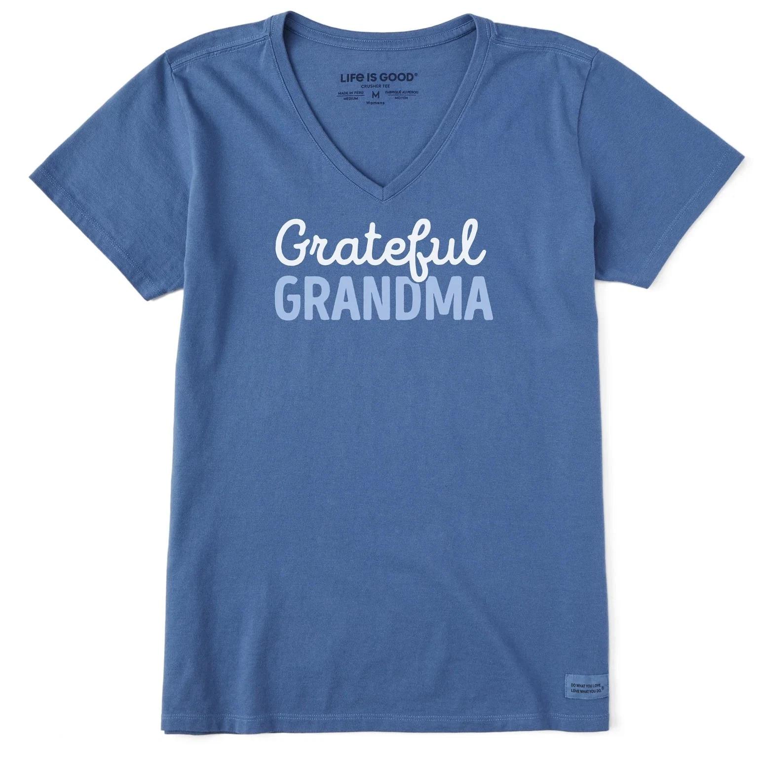 

Life is Good. Women s Grateful Grandma Script Day Short Sleeve Crusher Vee L