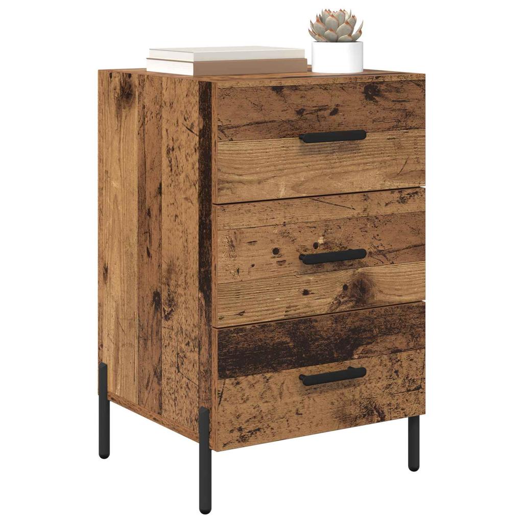 Nightstand with Drawers Reclaimed Wood Look 40 x 40 x 66 cm Engineered Wood