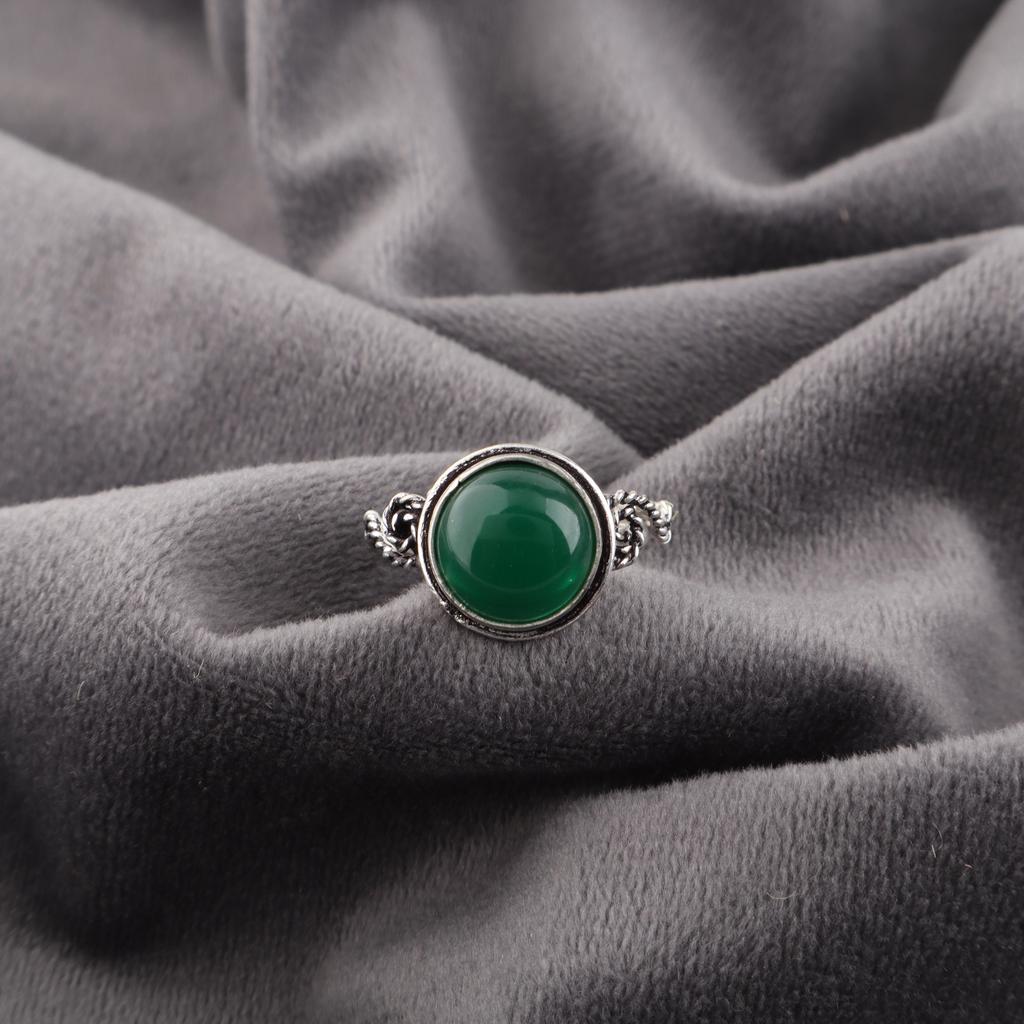 Green Onyx Gemstone Jewelry, 925 Sterling Silver Women's Ring. Handmade Attractive Silver Jewelry For Wedding Gift