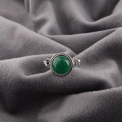 Green Onyx Gemstone Jewelry, 925 Sterling Silver Women's Ring. Handmade Attractive Silver Jewelry For Wedding Gift