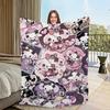 cute dog cartoon nonomochi pink Blanket Flannel warm comfort  soft plush blanket for sofa living room office bedroom travel gift