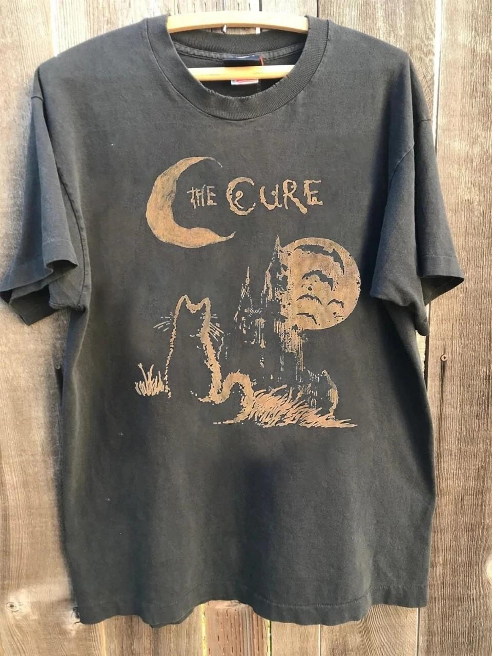 The Cure Black Cat 90s Band Graphic Charcoal Unisex T shirt Vtg S-5XL KH16684 S