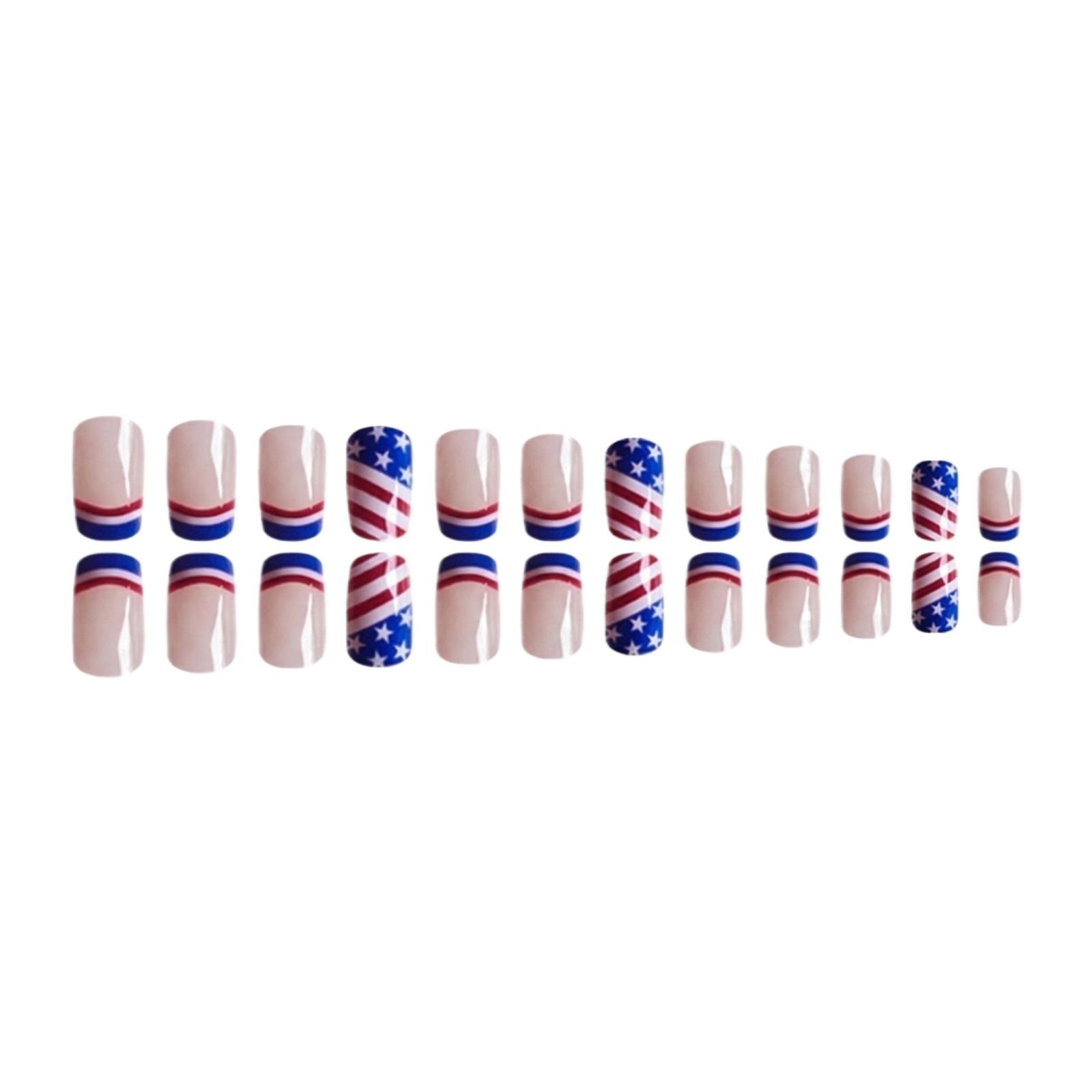 24 Piece Retro And Gorgeous Independence Day Nail Set синий