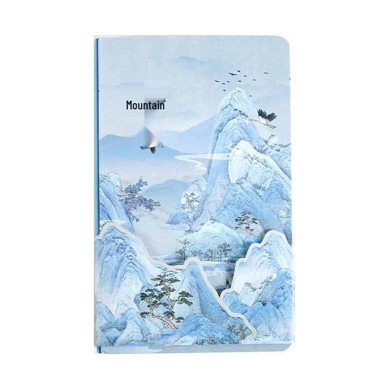 Mu Ran Hot Stamping Backpack Notebook: Ancient Style Poetry Scroll, Hidden Mountains Scenery, Student Diary.