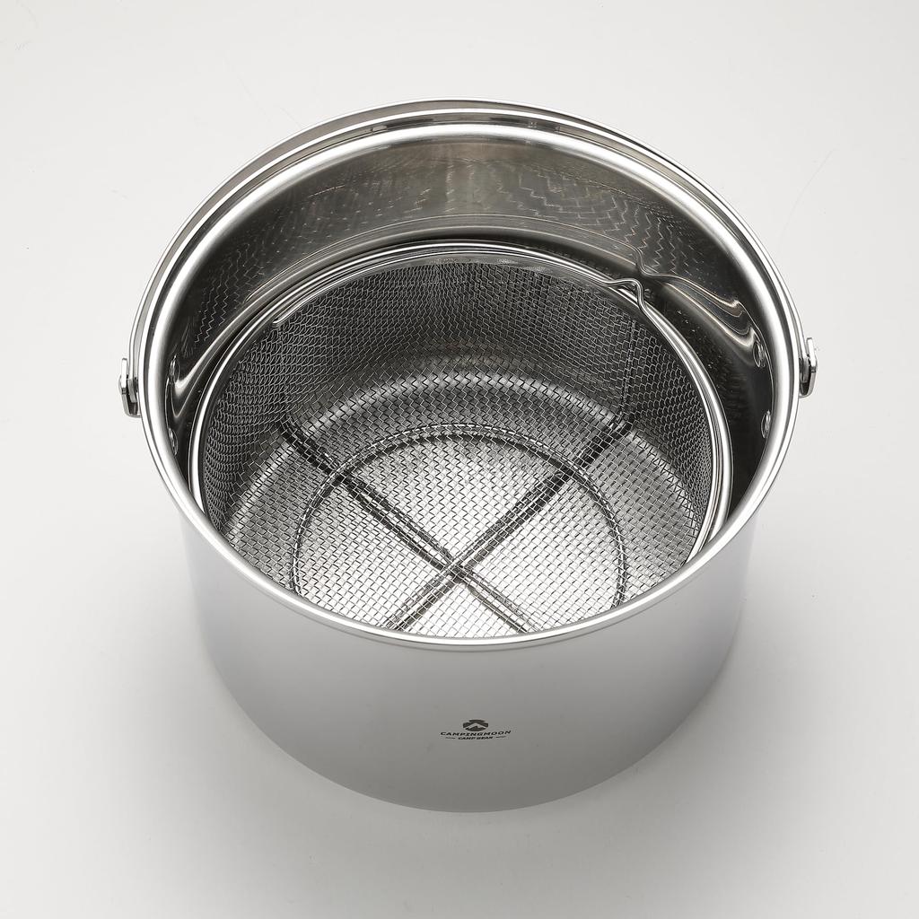 CAMPING MOON Stainless Steel 304 Colander for Large Pot Mesh Basket CC-24, Ideal for Camping and Outdoors, CC-22
