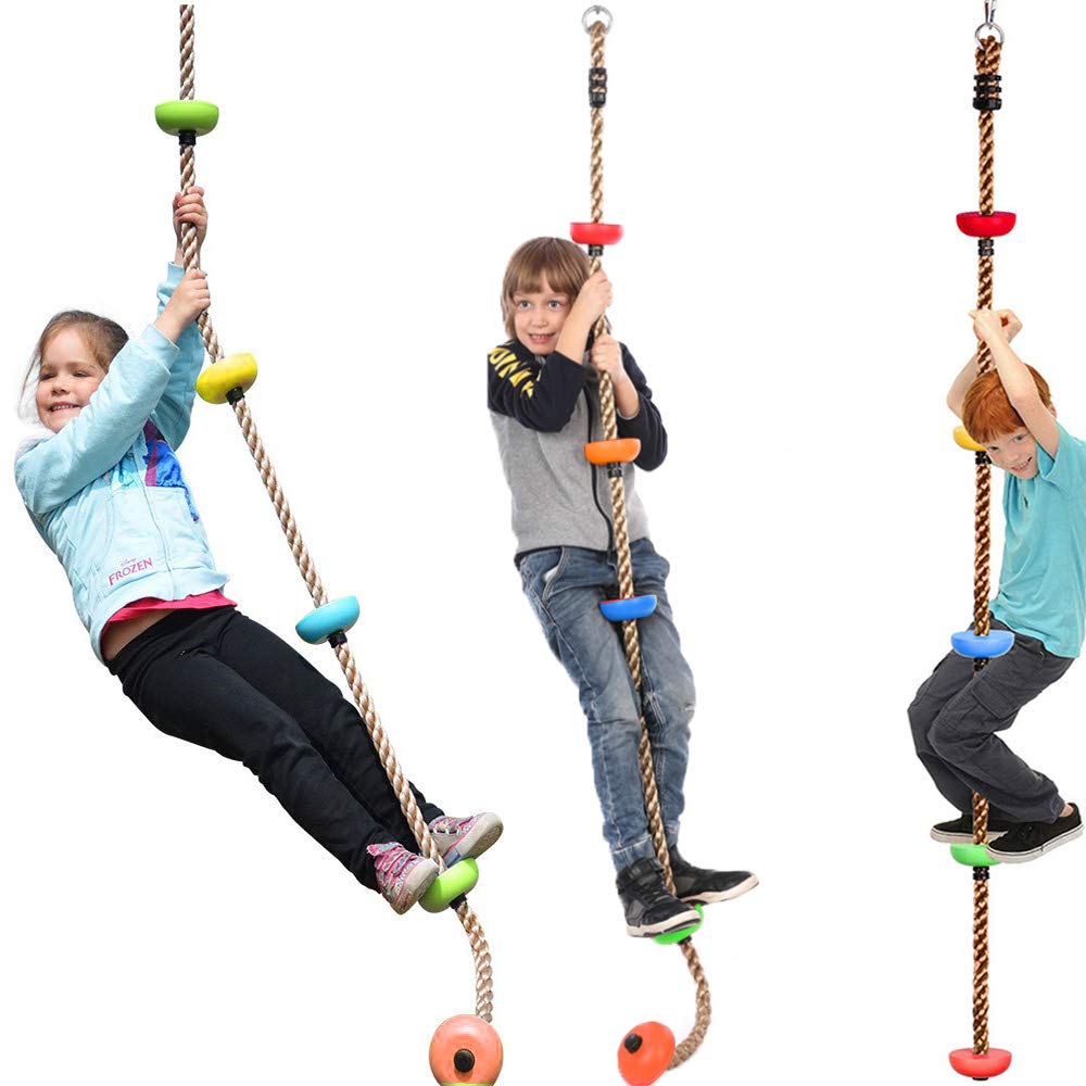 Rakucamp Kids' Climbing Rope, 2m, Five Knots, Indoor Knot Rope, Kids' Climbing Rope, Home & Garden Play, Active Training, Athletic Rope, Climbing