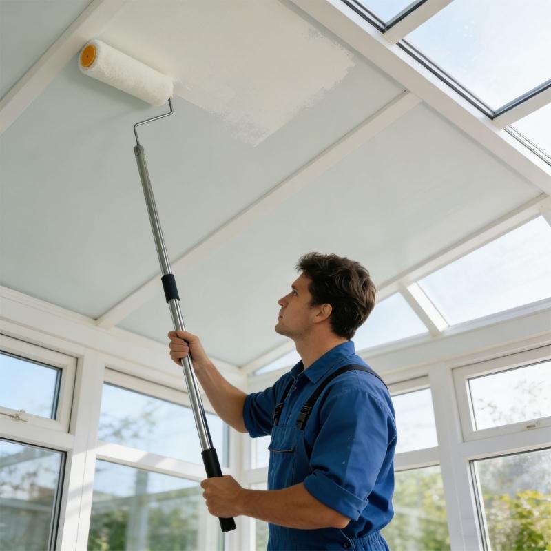 67 Inch Metal Paint Roller Extension Handle With 9 Inch Thick Fiber Sleeve For Consistent Wall Painting
