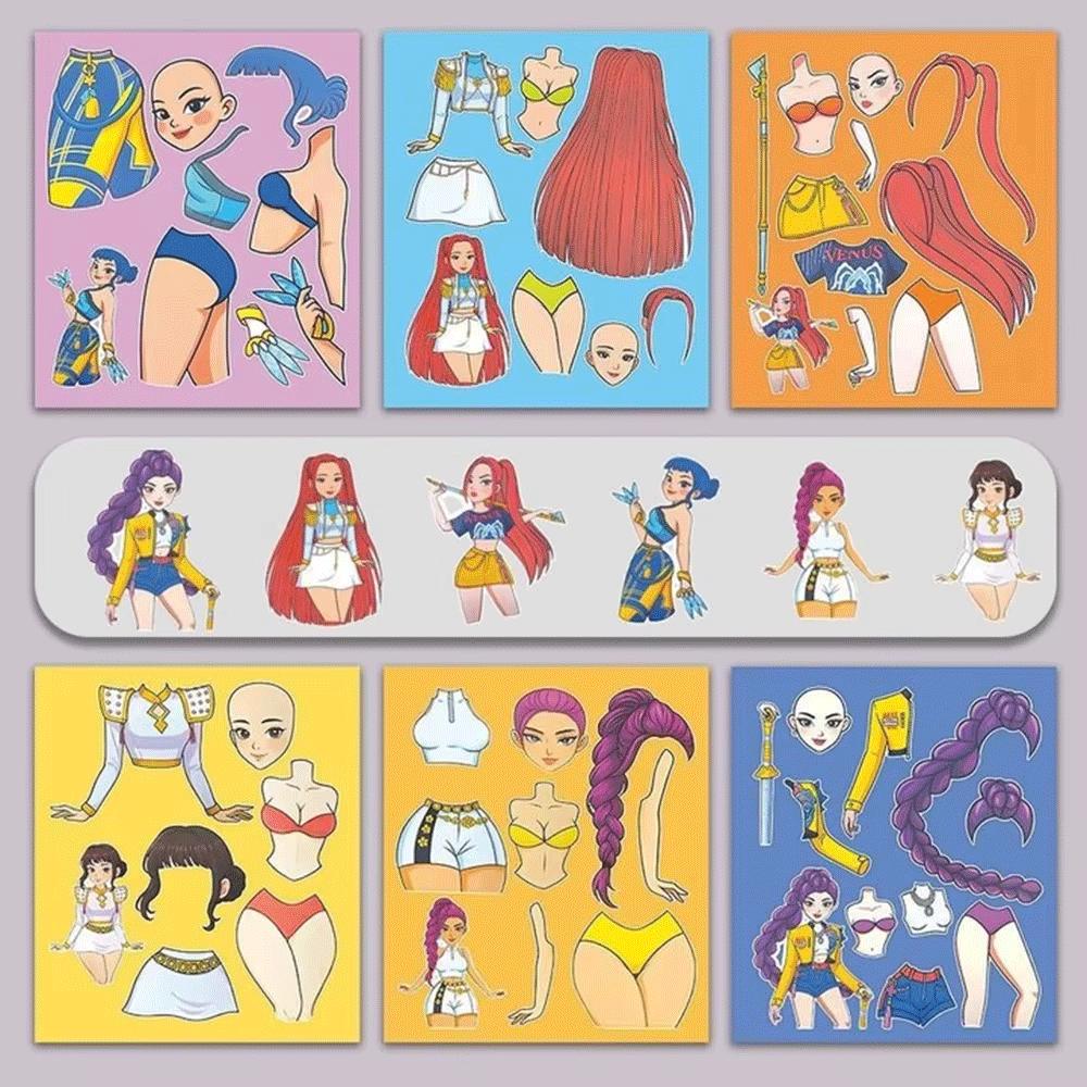 6/24 pezzi KPop Demon Hunters Puzzle Cartoon Fai da te Adesivi Anime Graffiti Decalcomanie Impermeabili per Telefono Laptop Bagaglio