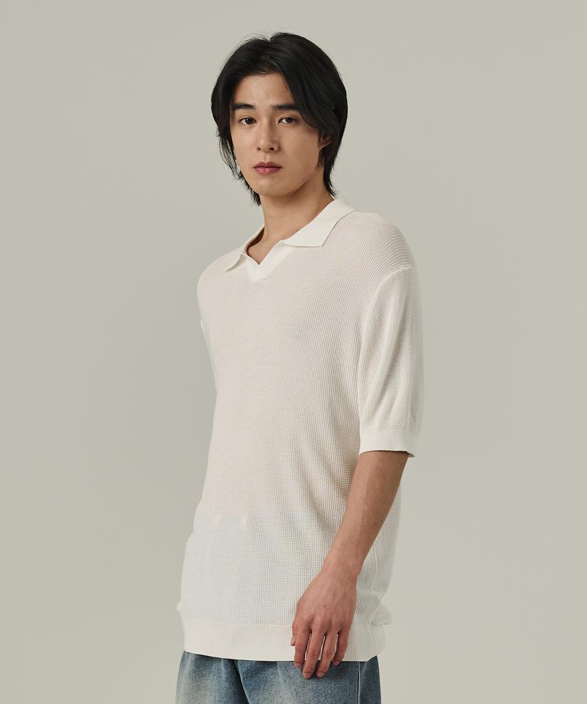 ANALOG MOOD Neff Open Collar Short Sleeve Knit (Ivory)