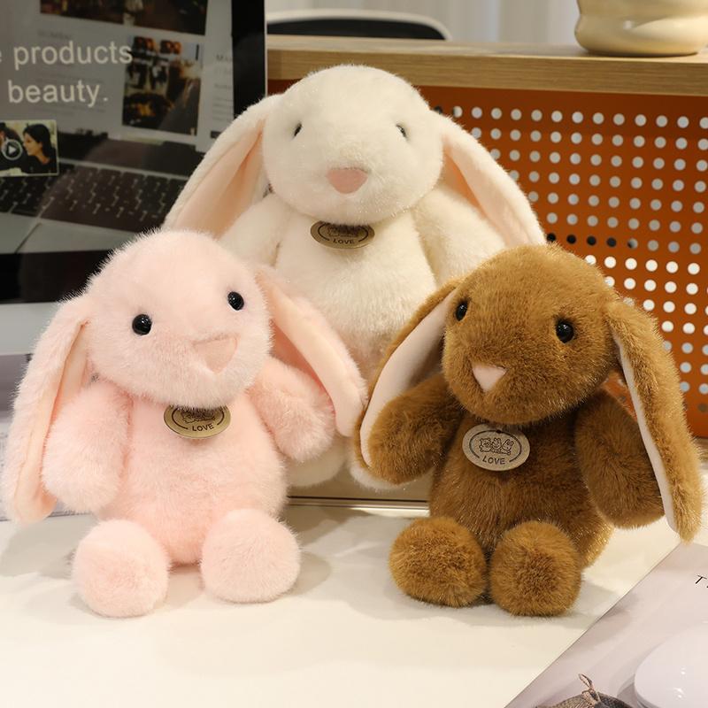 

Soft Big Ear Bunny Plush Doll Cartoon Stuffed Animals Cute Rabbit Baby Accompany Sleeping Pillow Girl Christmas Birthday Gift 25cm рожевий