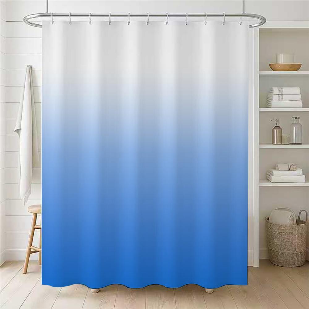 1/4 Gradient Geometry Shower Curtains, Toilet Seat Decoration, Shower Curtain with Carpet and Toilet Lid, 12 70.8x70.8 Inch Hook