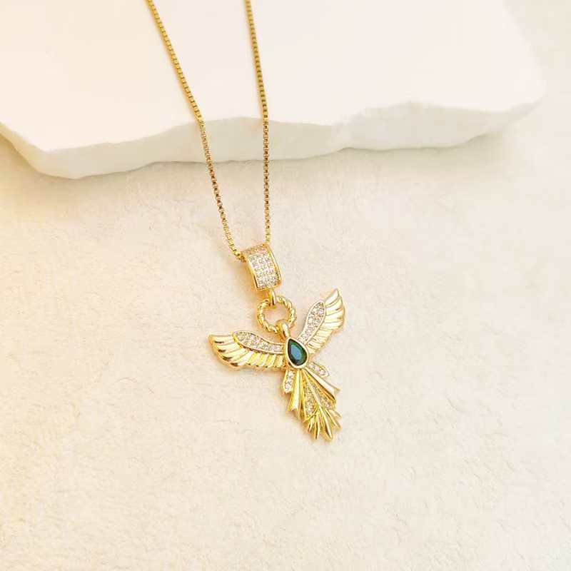 Colier Aripi de Înger Femei Personalitate Premium Versatil Atmosferic Zircon Phoenix Răspândind Aripile Pandantiv Lanț Claviculă