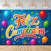 Spanish Birthday Party Decorations, Colorful Backdrop with Flowers and Balloons, Background for Photography, Party Supplies43